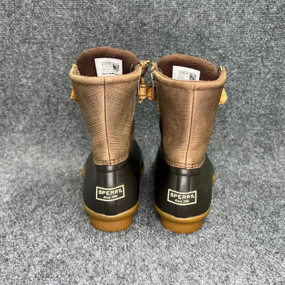 Sperry Top-Sider Saltwater‎ Duck Boots Women's Size Brown Leather Outdoor Rain